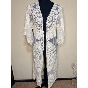 Rebellion Again Women’s Size Large Boho Longline Kimono Duster Boho Festival